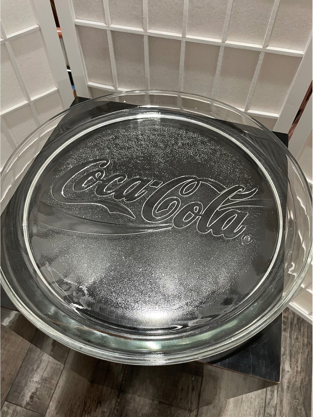 Vintage Coca-Cola Clear Glass Serving Plate with Embossed Logo